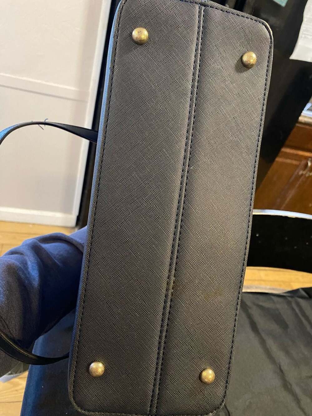 QIYUER Navy Blue Saffiano Faux Leather Tote Bag and Matching Wallet Set - Picture 4 of 9